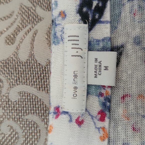 J.Jill Linen 3/4 Sleeve Colorful Lightweight V Neck Shirt Size Medium - Picture 2 of 8
